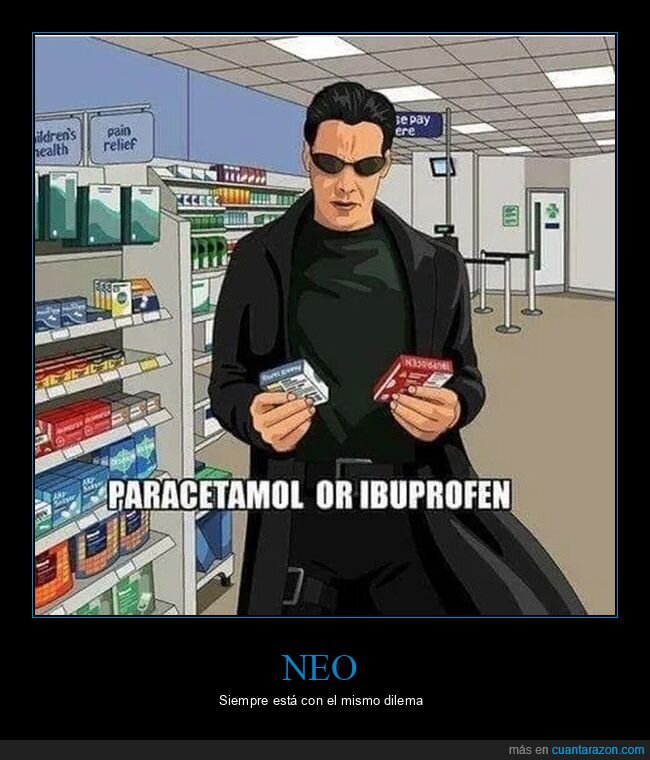 neo,pastilla roja,pastilla azul,paracetamol,ibuprofeno