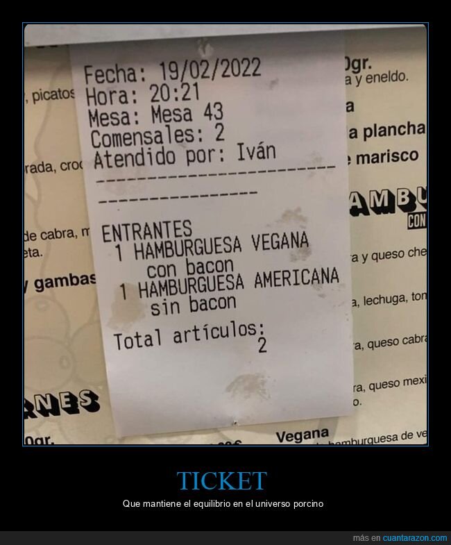 bacon,hamburguesa,ticket,vegana