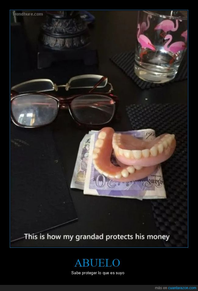 abuelo,dentadura,dinero