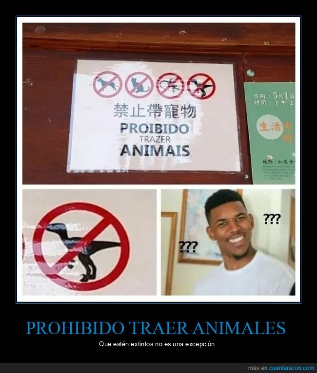 animales,carteles,prohibición,velociraptor,wtf