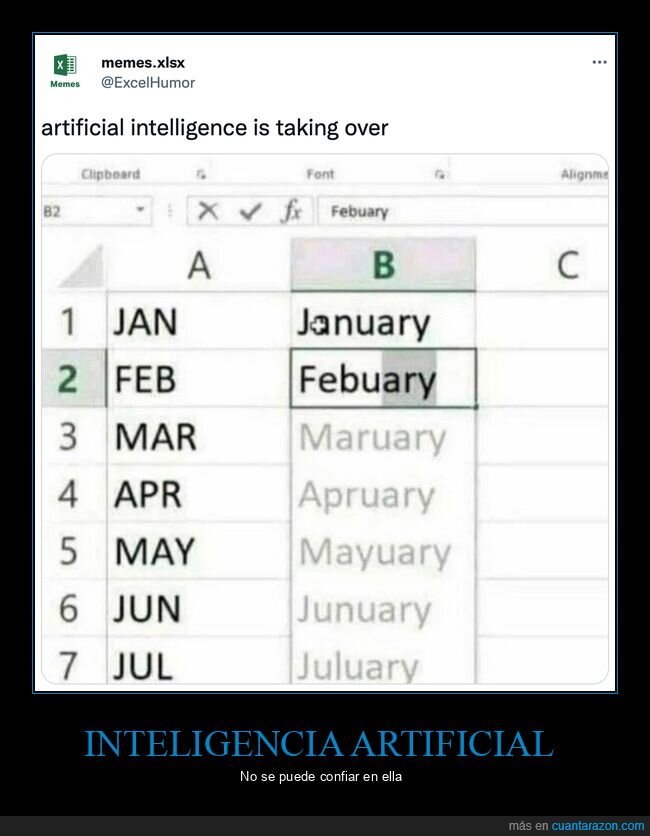 inteligencia artificial,excel,meses,fails