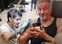 Enlace a Silvester Stallone se divorcia y tapa el tatuaje de la cara de su mujer con la de su perro