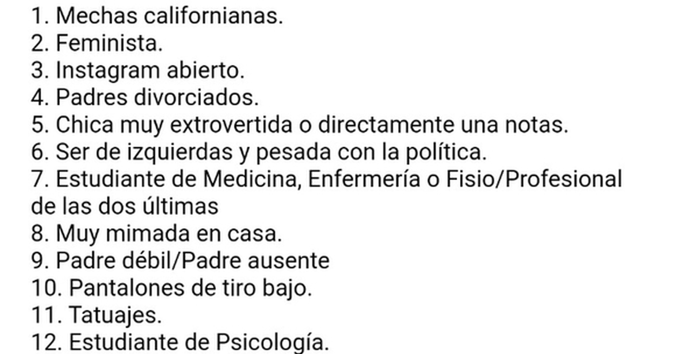 ¡Cuánta razón! / Un tipo ha elaborado una lista de "red flags" en