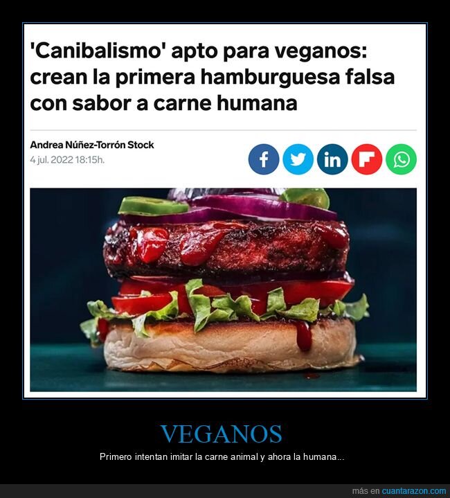 canibalismo,carne humana,hamburguesa,sabor,veganos