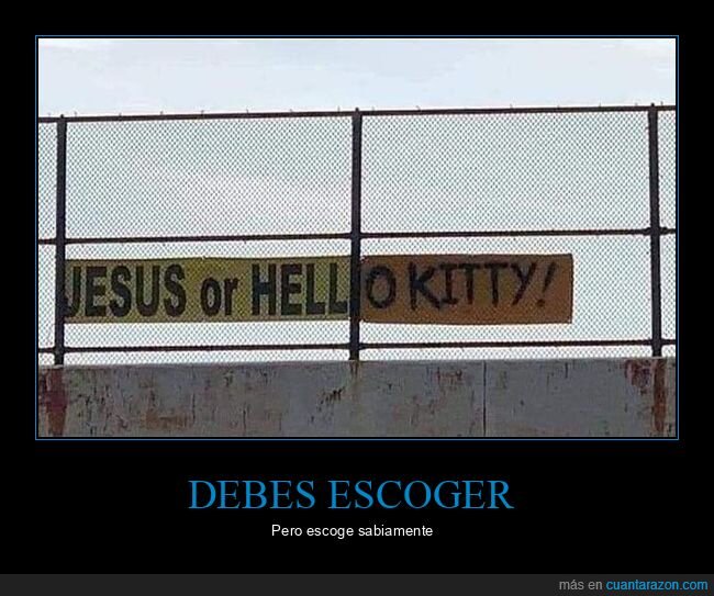hello kitty,jesús,pancarta