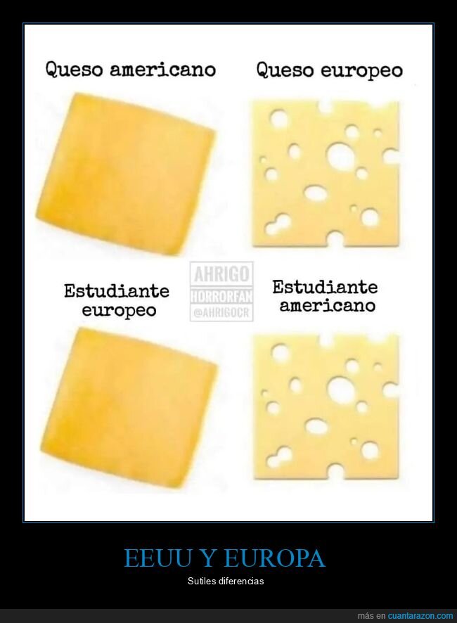 americano,estudiante,europeo,queso