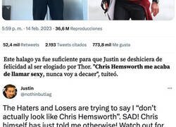 Enlace a La irónica reacción de Chris Hemsworth a un fan que aseguraba que se parecía físicamente a él