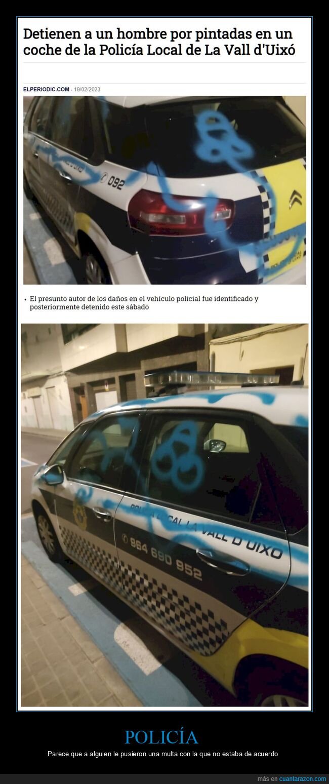 policía,coche,pintada