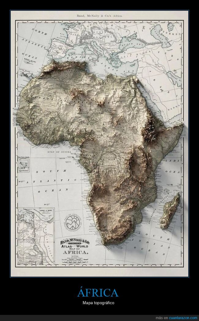 áfrica,mapa,topografía