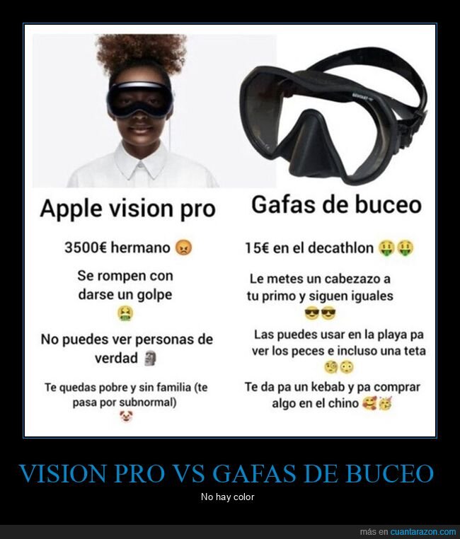 apple,comparativa,gafas de bucear,vision pro