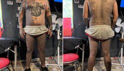 Enlace a Una historia muy loca, este señor tiene más de 1000 nombres tatuados en su cuerpo
