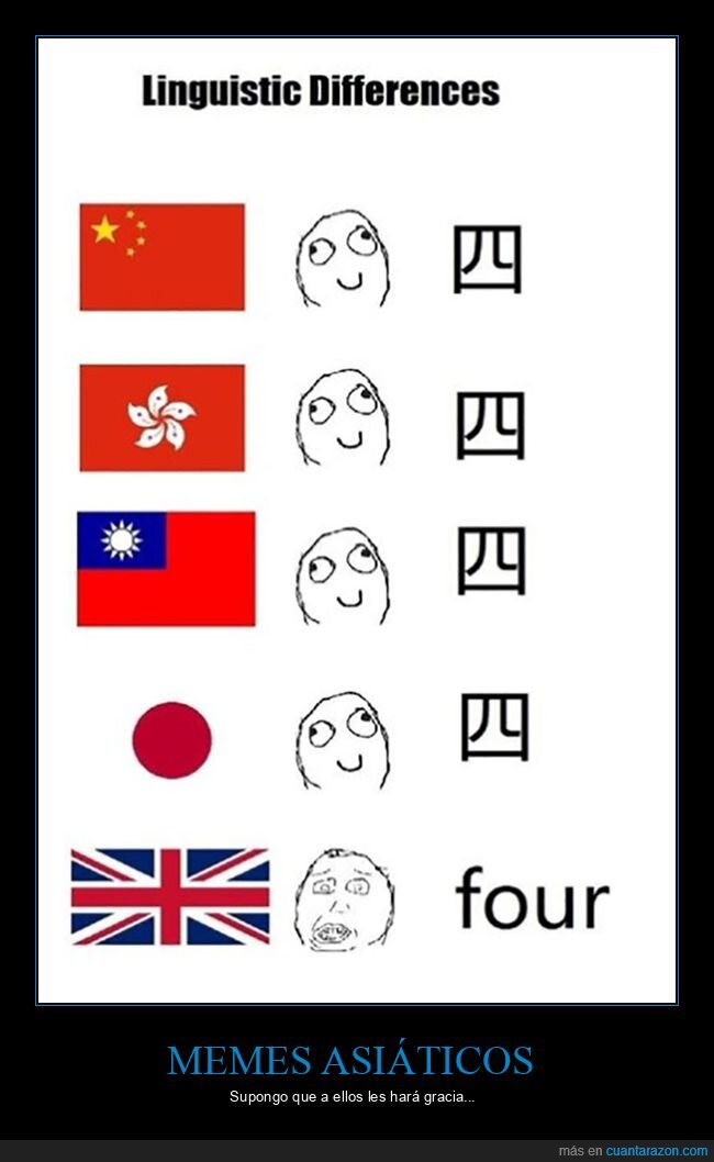 asiáticos,cuatro,diferencias lingüisticas,inglés