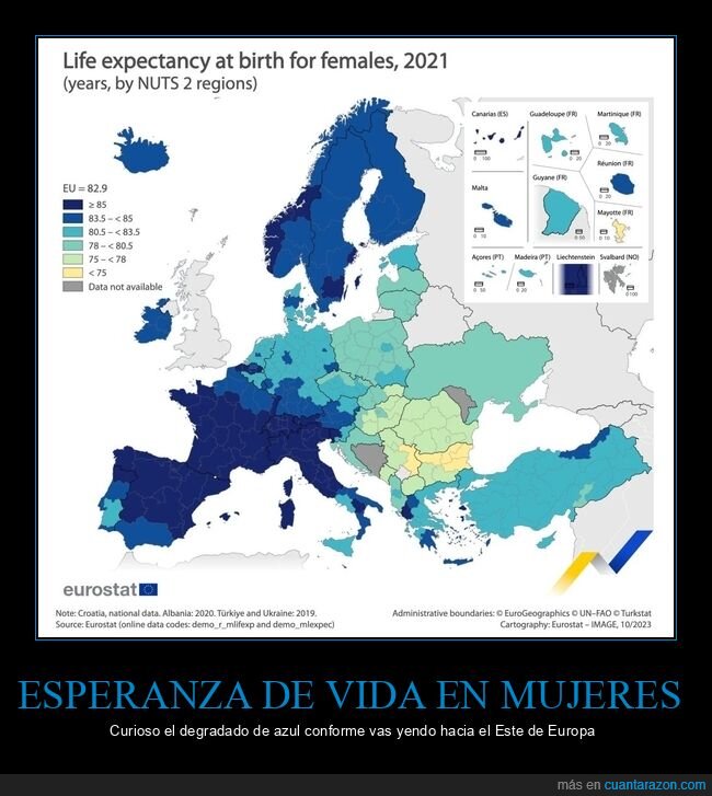 mujeres,esperanza de vida,europa,mapa