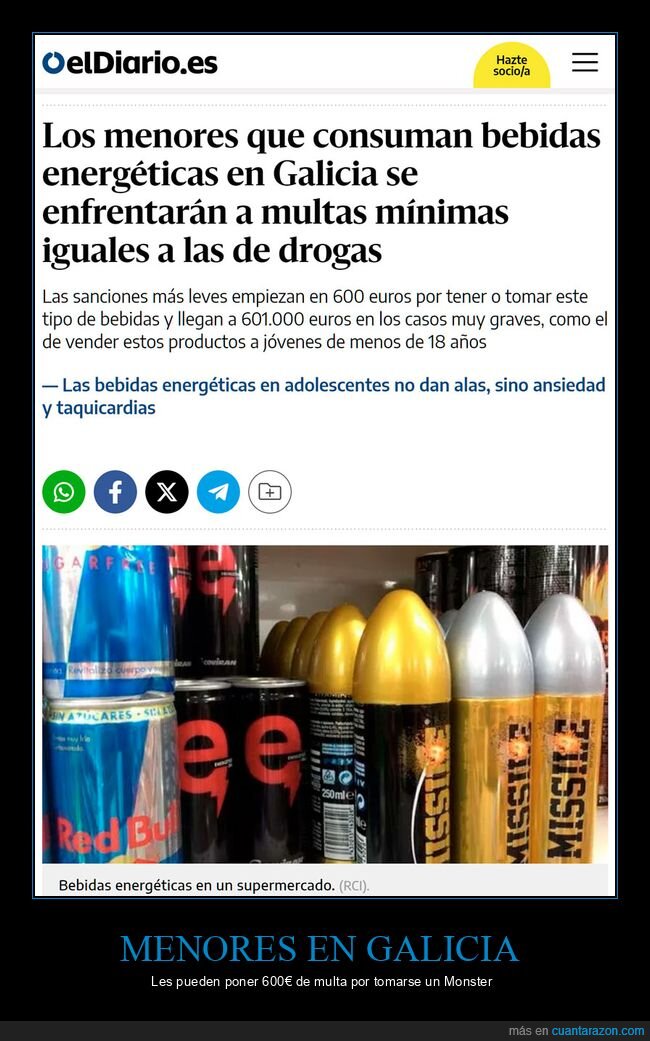 bebidas energéticas,galicia,menores,multas