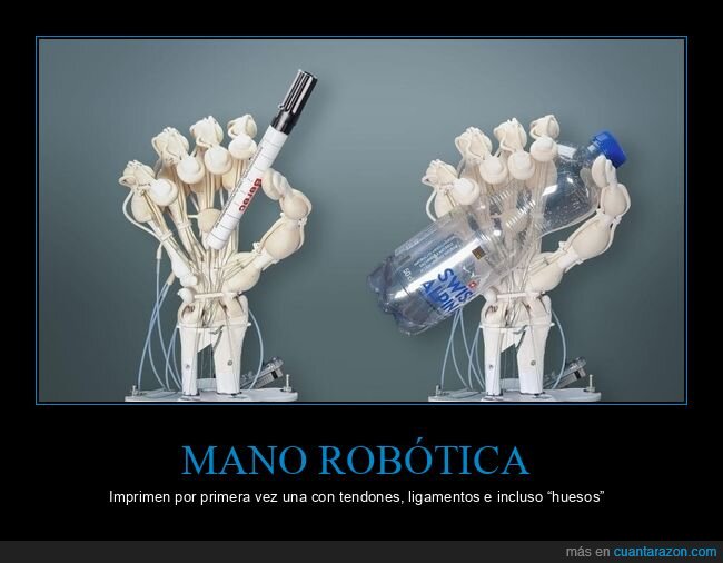 mano robótica,impresión 3d,tendones,ligamentos,huesos