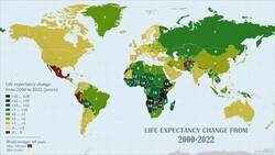 Enlace a Años que ha aumentado (o disminuido) la esperanza de vida en cada país en los últimos 20 años