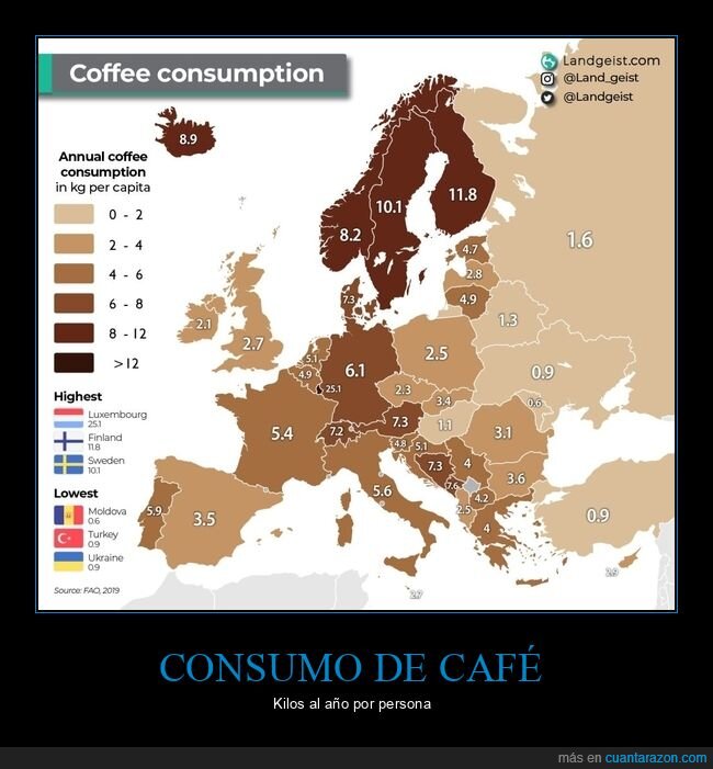 café,consumo,mapa,países