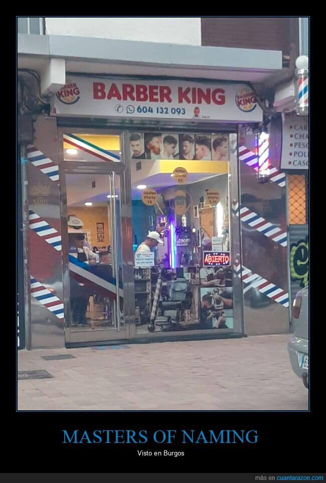 barber king,burger king,nombres,peluquería
