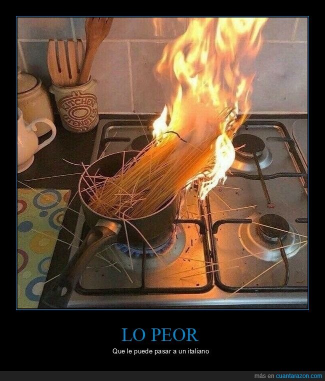 espaguetti,fuego,quemarse