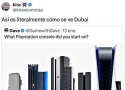 Enlace a Dubái representado con Playstations