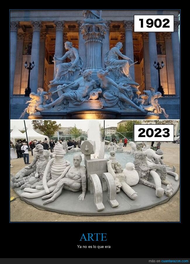 antes,arte,después,escultura,fuente