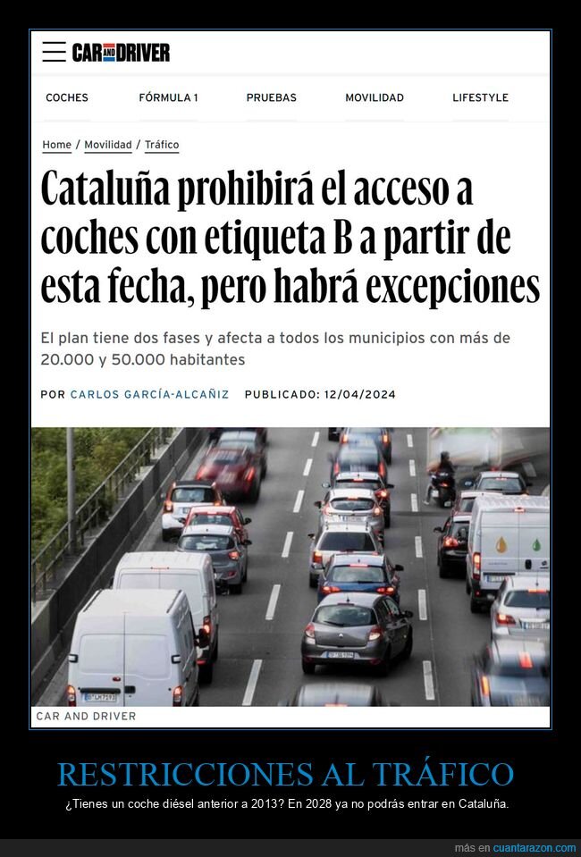 coches,cataluña,etiqueta b,prohibir,acceso