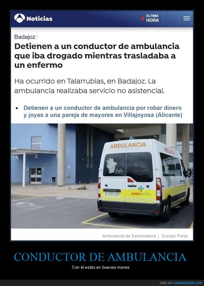 conductor de ambulancia,drogado