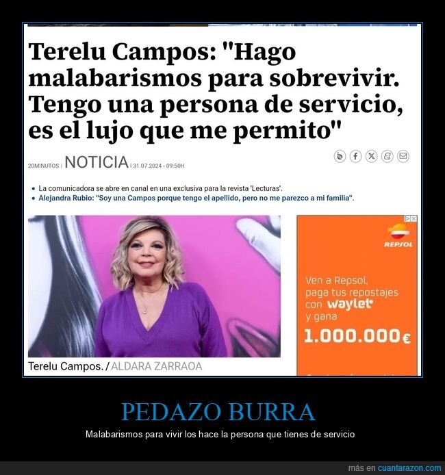 terelu,quejas,dinero,sobrevivir,fin de mes