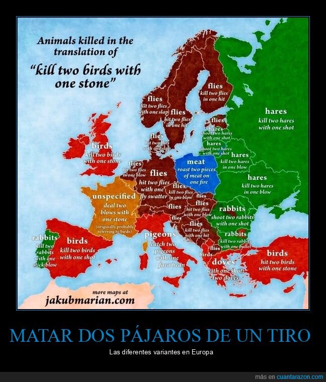 matar dos pájaros de un tiro,variantes,países,europa