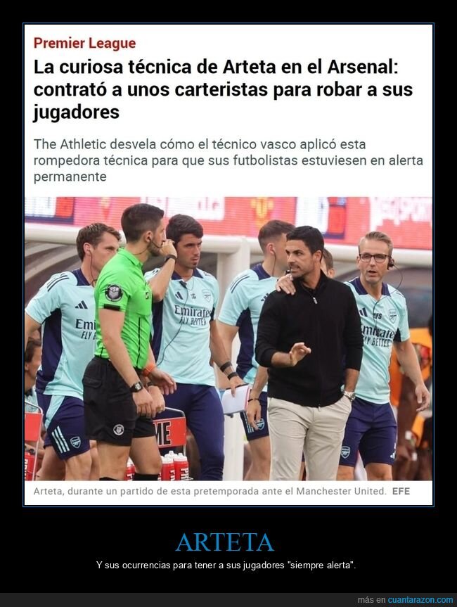 arteta,arsenal,carteristas,robar,jugadores,fútbol