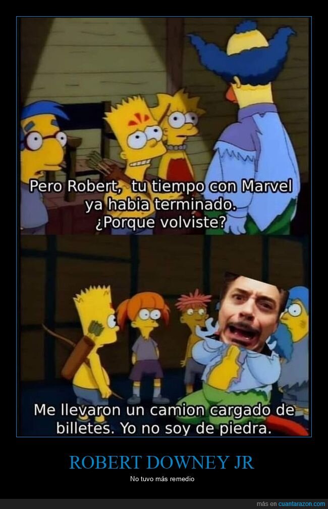 dinero,marvel,robert downey jr,simpsons,volver