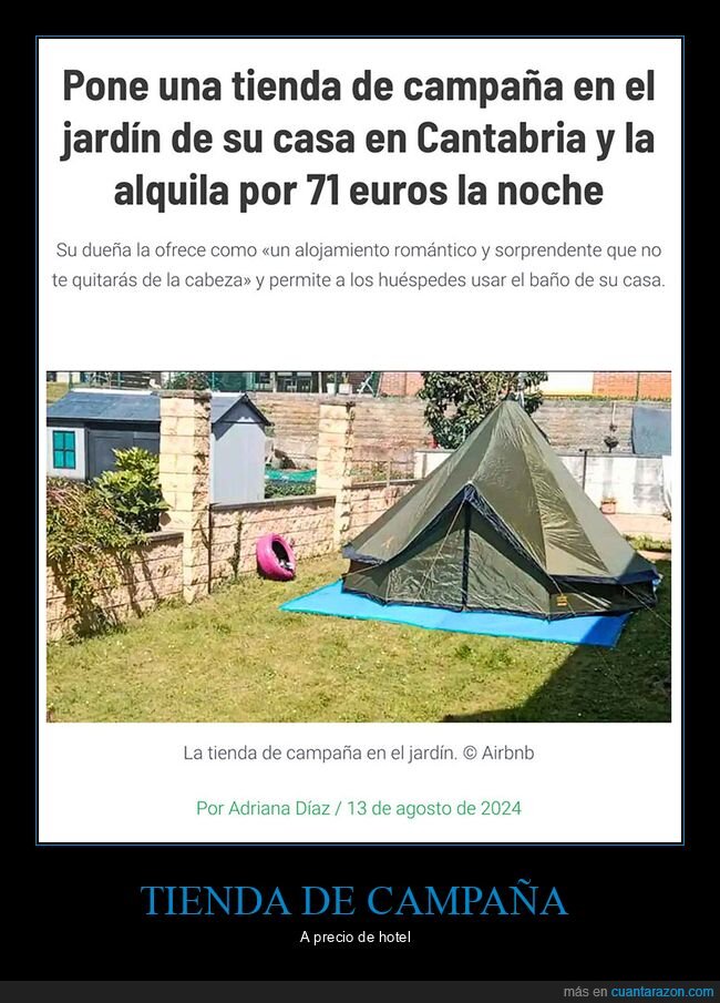 airbnb,jardín,tienda de campaña