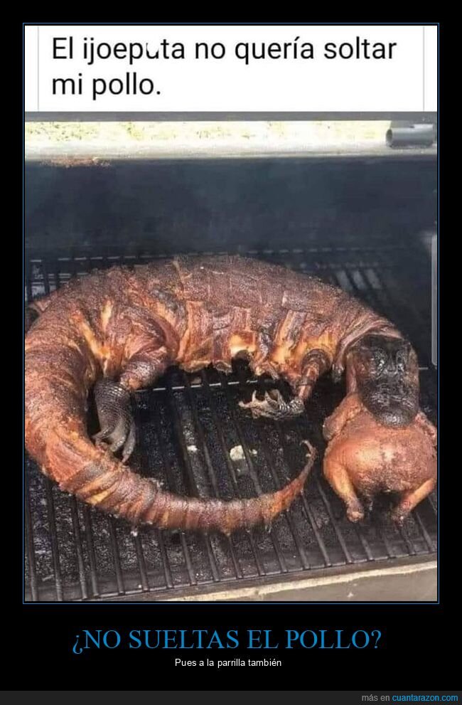 barbacoa,cocodrilo,pollo