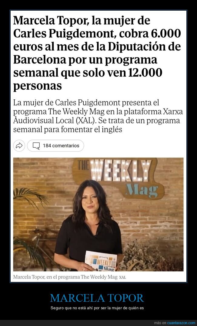 marcela topor,puigdemont,programa,cobrar