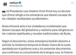 Enlace a Rusia está dispuesta a recibir a los ciudadanos descontentos con los valores occidentales