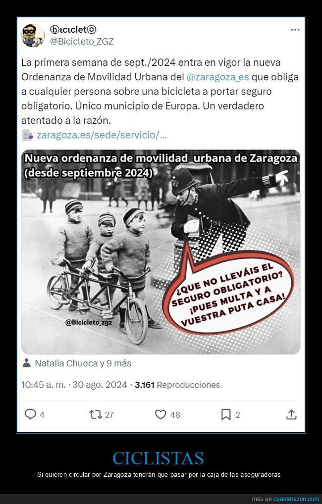 zaragoza,ciclistas,bicicleta,seguro