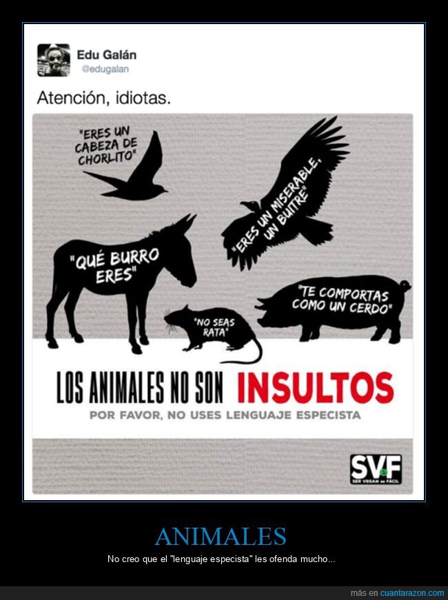 animales,insultos,lenguaje especista,wtf