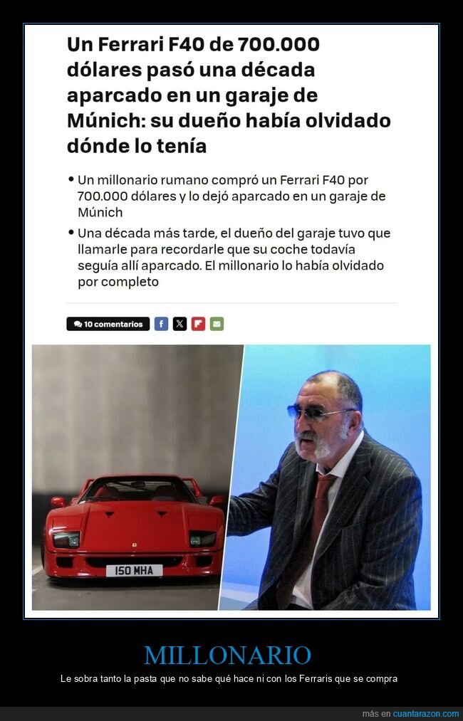 millonario,ferrari,garaje,olvidar