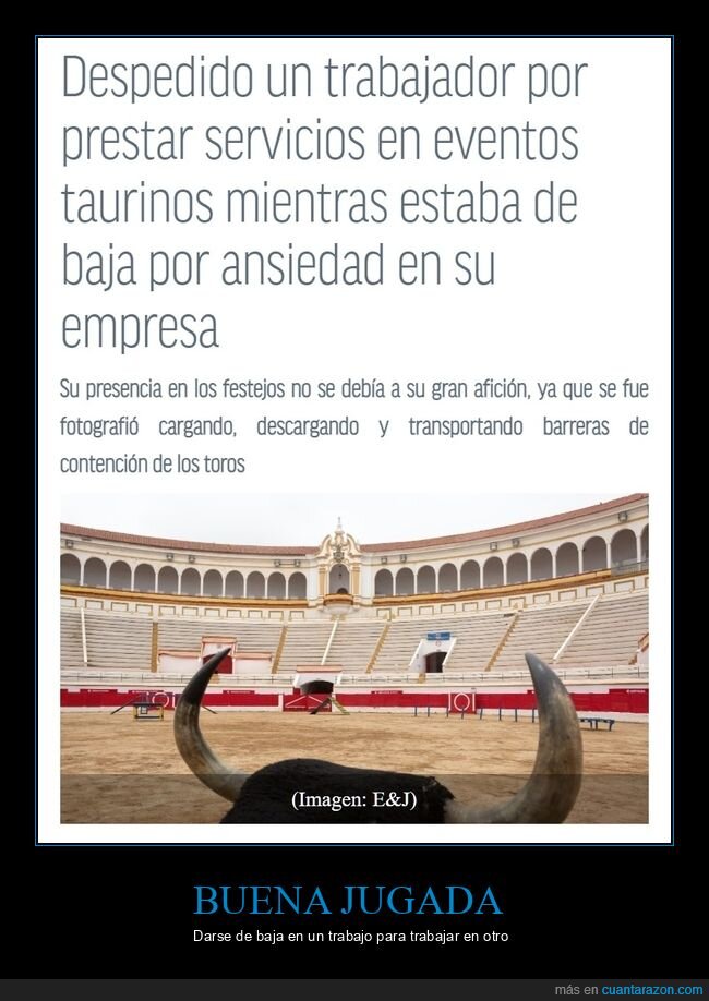 despedido,trabajador,toros,baja