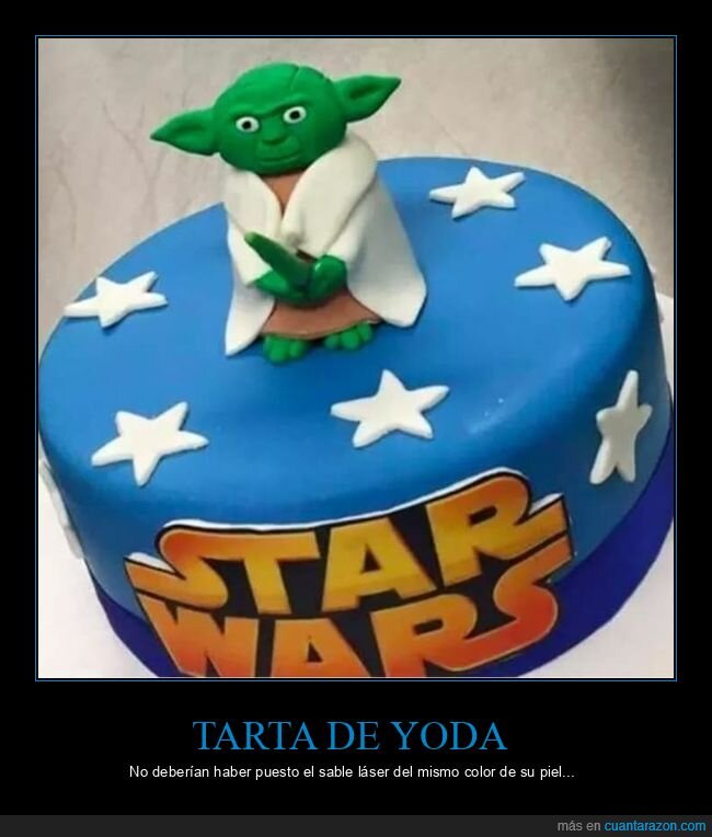 tarta,yoda,sable láser,star wars