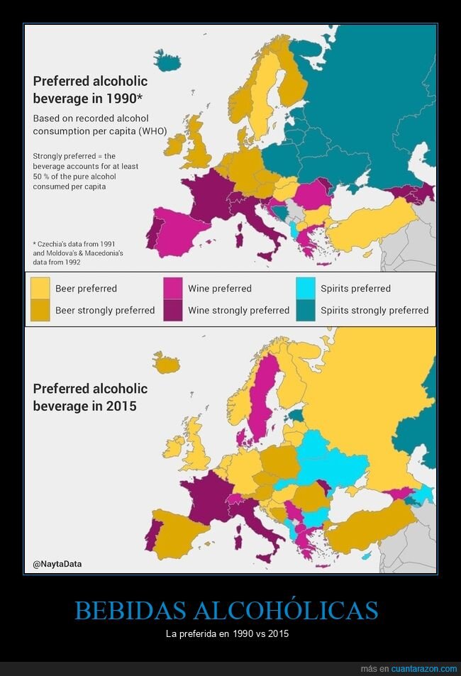 bebidas alcohólicas,preferidas,países,europa