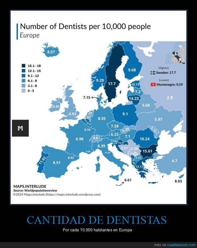 dentistas,países,europa,mapas