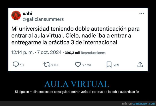 aula virtual,seguridad,doble autenticación