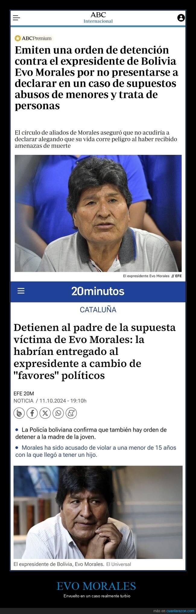 evo morales,orden de detención,menores,políticos