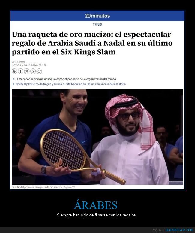 raqueta,oro,nadal,arabia saudí