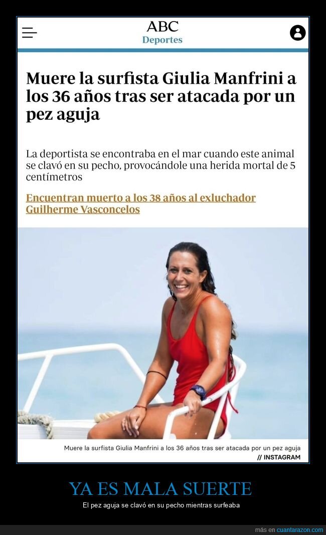 muerte,surfista,giulia manfrini,pez aguja