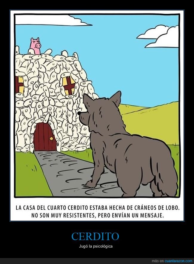 cerdito,casa,cráneos,lobo