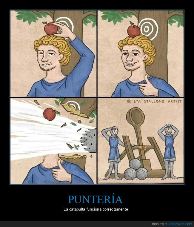 puntería,manzana,catapulta