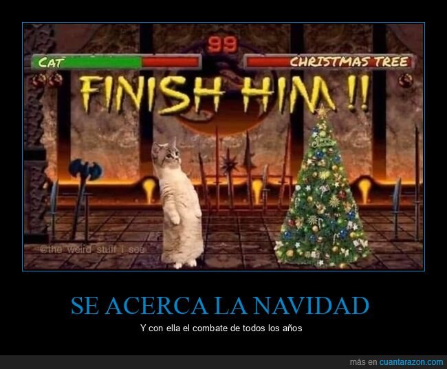 árbol de navidad,gato,mortal kombat