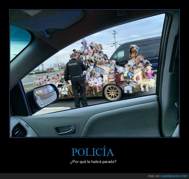 policía,coche,peluches